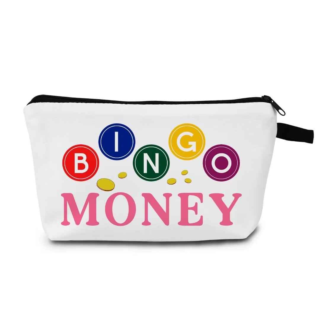 MoCaliduccious BINGO Player Print Makeup Bag Bingo Accessories for women Travel Cosmetic Organizer Bag Bingo Gifts for women Small Zipper Toiletry Bag
