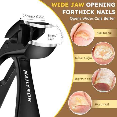 Toenail Clippers for Thick Toenails, Long Handle Nail Clippers for Seniors, Large Fingernail Clipper Angled Head with Catcher, Ergonomic Wide Jaw Opening Heavy Duty Cutter for Men Women