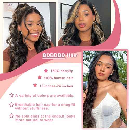 V Part Wig Human Hair Body Wave 100% Real Human Hair Upgrade U Part Human Hair Wig 180% Density Beginner Friendly 1B/30 (16 inch)