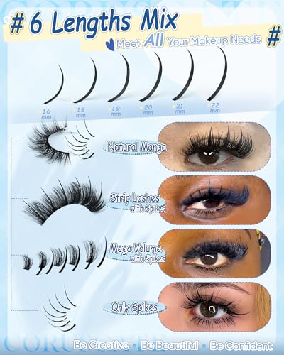 CORUSCATE Spike Lash Clusters 16mm-22mm Dramatic Volume