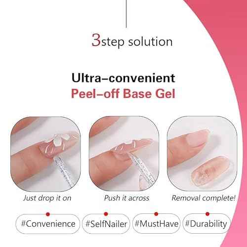 Peel Off Base Coat for Gel Nail Polish, 10ml Jello Jello peel-off base gel, UV LED Lamp Nail Polish without Damage, Long Lasting Peelable Base for Beginners Weak Thin Nails