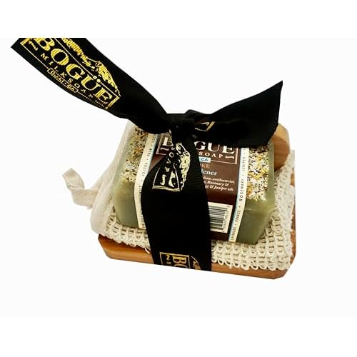 Handmade Goat Milk Soap Giftset-BOGUE No.11XL Gardener Blend Large 6oz+ Juniper Berry & Cornmeal Remove the dirt Healing Essential oils of Tea Tree, Rosemary & Lavender