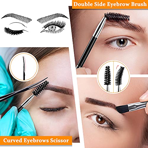TsMADDTs Eyebrow Tweezer Set, 12 Pcs Tweezers Set for Women, Precision Tweezer for Eyebrows with Curved Scissors for Ingrown Hair, Hair Plucking Daily Beauty Tools with Leather Travel Case