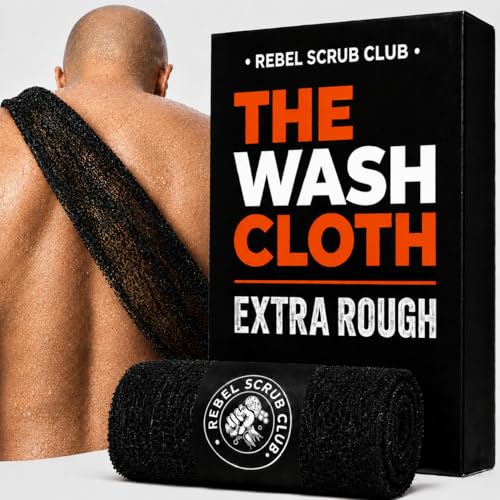 Extra Rough Exfoliating Washcloth for Men, 35" Back Scrubber