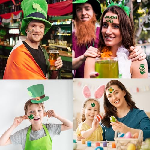St. Patrick's Day Glitter Temporary Tattoos, 100+ Pcs Shamrock