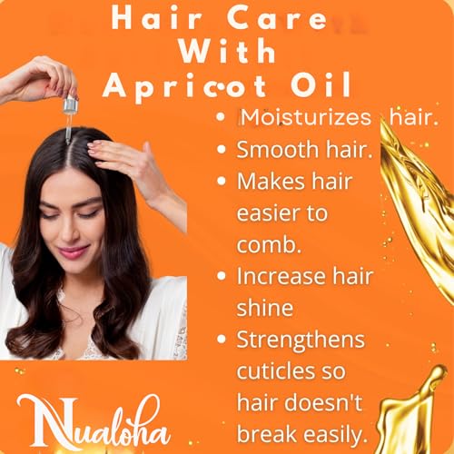 Organic Apricot Kernel Oil 220 ML, USDA Organic Pure Cold Pressed Apricot Carrier Oil For Face, Skin, Hair, Body