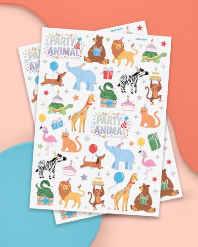 xo, Fetti Party Animal Temporary Tattoos - 60 Foil Designs