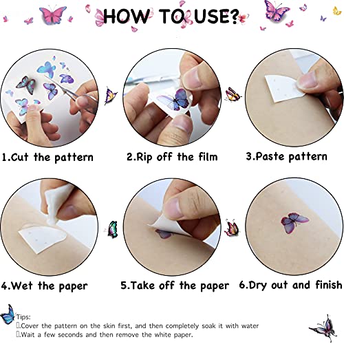 30-Sheet Black Butterfly Temporary Tattoos for Women