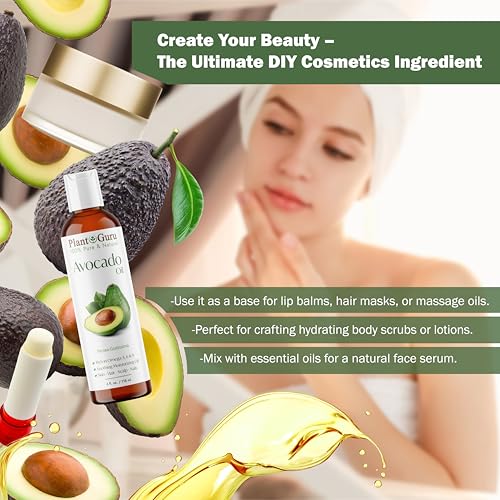 Avocado Oil 16 fl. oz. Cold Pressed 100% Pure Natural Carrier For Skin, Face, and Hair Growth Moisturizer. Perfect For DYI Creams, Lotions, Lip balm and Soap Making.
