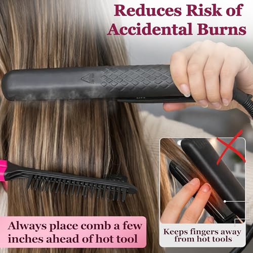 HerStyler Hair Straightening Comb for Flat Iron - Pink