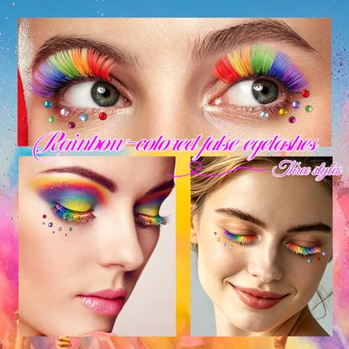 5 Pairs 3D Mink Rainbow Lashes & Face Gems Set