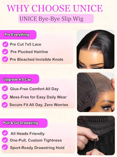UNICE 12-Inch Yaki Straight Bob Human Hair Glueless Wig