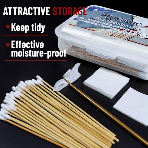 PINGMIC Gun Cleaning Kit - 300 Patches & 200 Long Cotton Swabs
