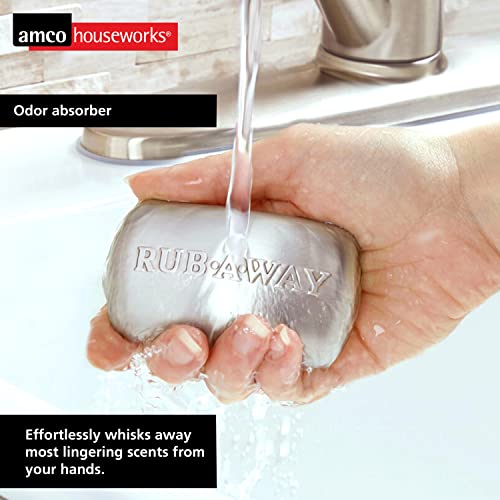Amco Rub Away Bar, Stainless Steel Odor Absorber (3.1" x .7") - Dishwasher Safe Kitchen & Outdoor Essential for Garlic, Onion, Fishing, Hiking Odors - Natural Odor Remover (Mini Size)