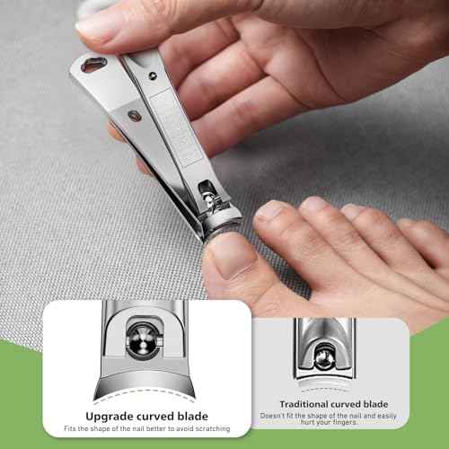 BALUCA Curved Toenail Clipper for Senior for Thick Nails, Professional Finger Nail Clipper for Women for Hard Nails, Stainless Steel Nail Cutter for Accurate Trimming and Grooming,Silver