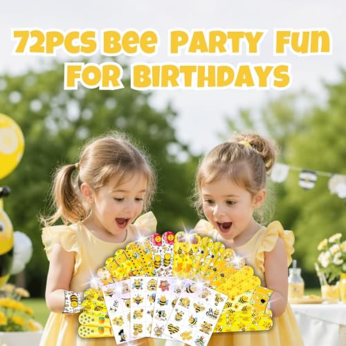 Bee Party Favors Set - 48 Tattoos & 24 Slap Bracelets