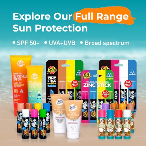 Sun Zapper Zinc Oxide Stick Mineral Sunscreen Light Skin Tone, Bronze, Tan SPF 50+ Water Resistant for Face & Body, Adults, Kids (0.42 Oz, 12g) Broad Spectrum Sun Block, Made in Australia