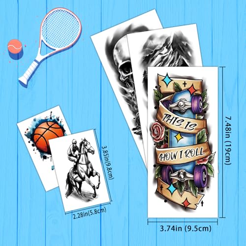 Sport Temporary Tattoos 77 Sheets Waterproof for Adults Kids