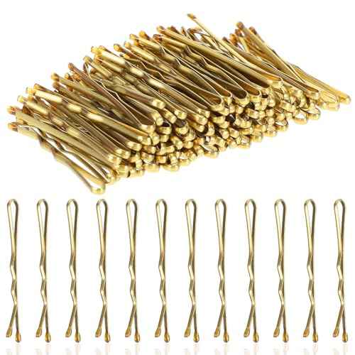 Mini Bobby Pins,100 Count 1.38 Inch Small Bobby Pins Waved Hair Pins Curved Metal Hair Clip Hairpins for Women Gilr Kids Buns Long Straight Curly Hair Wedding Hairstyles Accessories(Gold)
