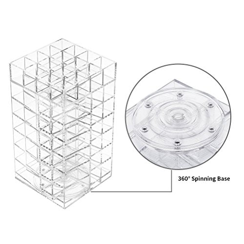 HBlife Lipstick Holder, Acrylic Rotating 64 Lipstick Tower Organizer Spinning Lipgloss Holder with Removable Dividers