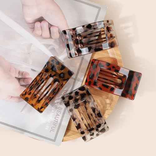 LATIMOON Flat Hair Clips Claw for Women,Large Flat Claw Clips,Non-Slip Strong Hold French Hair Clips for Thick Thin Hair(Testudinarious)