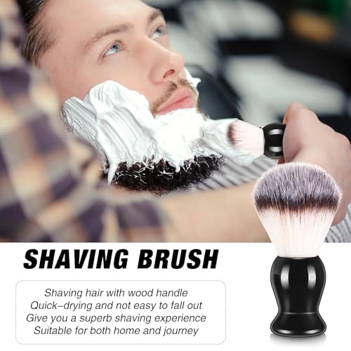 2 Pack Men Shaving Brush,Wet Shave Using Cream & Soap Synthetic Hair Tool with Hard Wood Handle Synthetic Travel Paint Brush for Men Valentine Gifts Hair Salon Tool Home(Black,Classic)