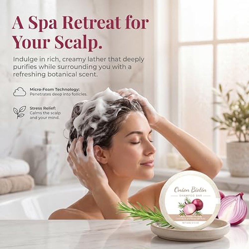 2 Pack Onion Biotin Rosemary Shampoo Bar for Hair Growth