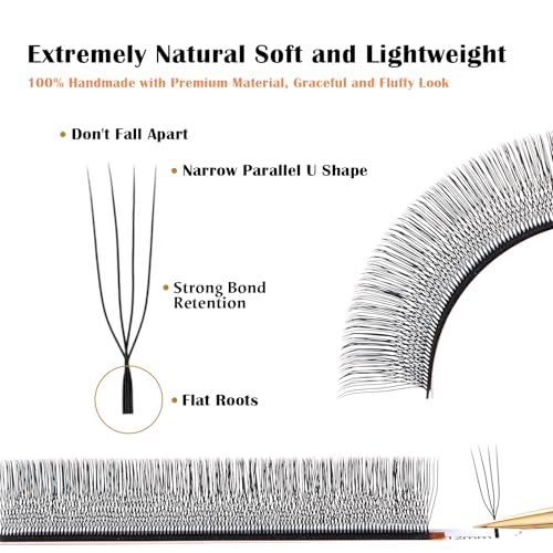 DeceMars 4D U-Shaped Eyelash Extensions - 1400 Premade Fans