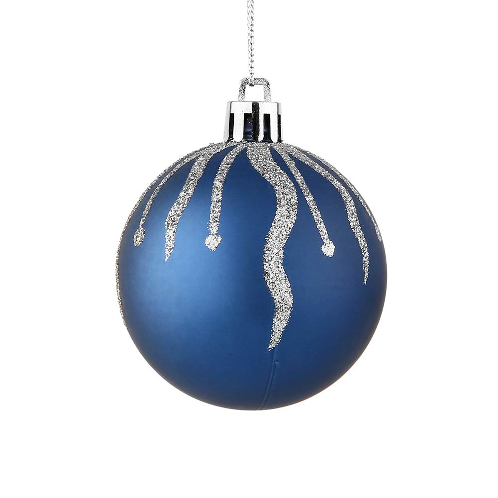 Sattiyrch Christmas Ball Ornaments 30ct, 60mm/2.36" Blue and Silver Shatterproof Plastic Decorative Xmas Balls Ornaments Set (Blue and Silver)