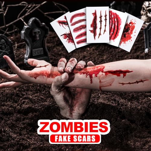 Halloween Face Tattoos – 30 Sheets Realistic Scars & Wounds