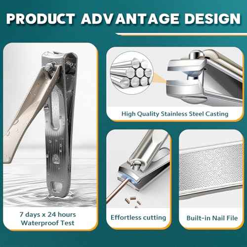 Nail Clippers Set for Men Women ? 5-in-1 Stainless Steel Manicure Set and Nail Care Kit with Fingernail & Toenail Clippers, Portable Manicure Kit for Women, Travel Grooming Kit with Storage Bag