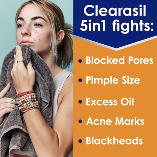 Clearasil Stubborn Acne Control 5in1 Exfoliating Wash 6.78 fl. oz., Reduces Blocked Pores, Pimple S (Pack of 5),6.78 Fl Oz (Pack of 5)