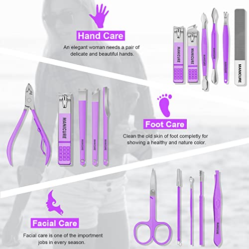 16-Piece Stainless Steel Manicure & Pedicure Set with Leather Case