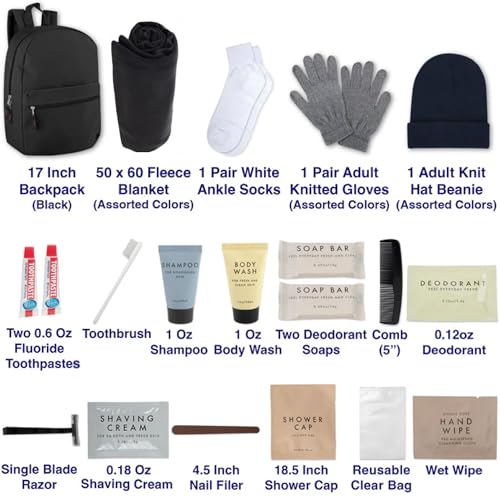 Homeless Care Package Supplies Bulk Winter Kit with Blankets Socks & Hygiene Items