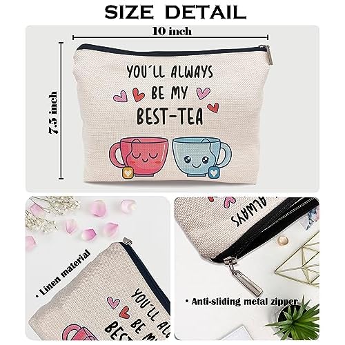 Ayxvt Bestie Gifts for Women,Bestie Gifts Makeup Bag,Friend Gifts,Friendship Gifts for Women Friends,You'll Always Be My Best-Tea Small Makeup Bag,Cosmetic Bags