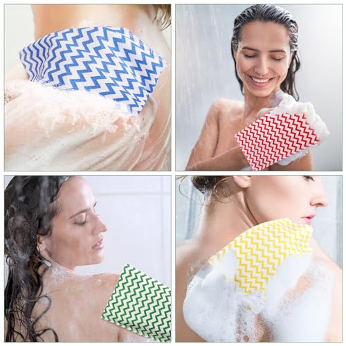 Tatuo 12 Pieces Korean Exfoliating Mitt Exfoliating Cloth Towel Korean Style Body Scrub Korean Style Scrubbing Cloth Bath Body Exfoliating Scrub Towel(Green, Red, Yellow, Blue, Small)