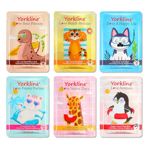 Animal Facial Sheet Mask, Spa Mask, Party Present for Her, Character Sheet Mask for Kids, Girls Night, Fun Face Mask with Animal Character