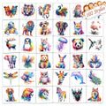 102 PCS Watercolor Animals Temporary Tattoos for Kids