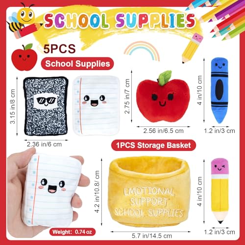 6-Piece Plush Stationery Set with Storage Basket - Classroom Decor