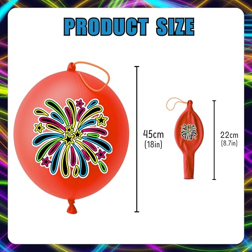 72 PCS Neon Party Favors ? 48 Pre-Cut Temporary Tattoos & 24 Neon Punch Balloons Themed Birthday Party Decorations Supplies Favors Gifts, Goodie Bag Fillers, Classroom Rewards