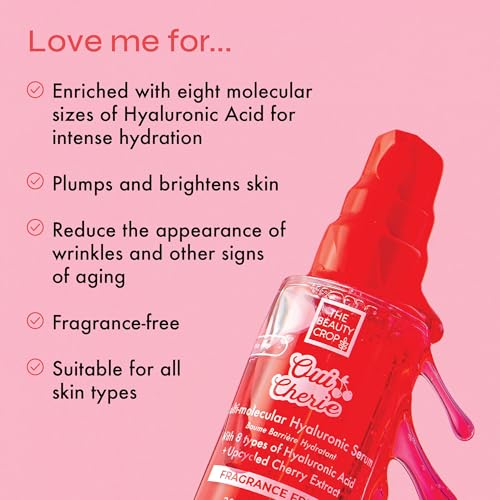 The Beauty Crop Oui Cherie Hyaluronic Acid Serum - Multi-Molecular Hydrating, Vegan Friendly and Fragrance Free - 30ml