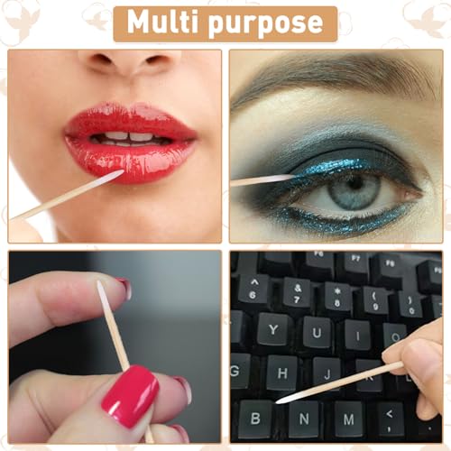 Pointed Tip Microblading Cotton Swabs with Wood Handles - 1000 Count