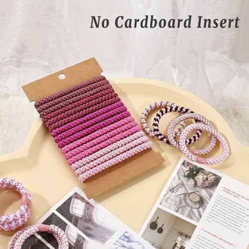 30 Pcs Hair Ties No Damage for Women Girls, High Elastic Braided Hair Ties for Thick Hair, Soft Ponytail Holders, No Crease Hair Bands for Curly Thin Hair Scrunchies (Pink Colors)