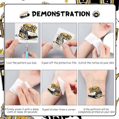 Hip Hop Temporary Tattoos 144pc Sheet Set
