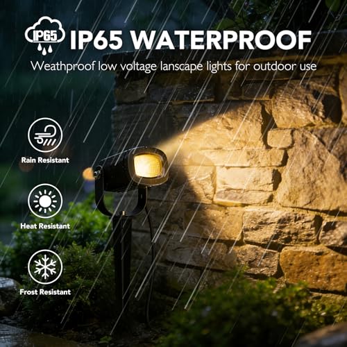 12W Low Voltage LED Landscape Lights 2700K Warm White, IP65 Outdoor Spotlights 8-Pack