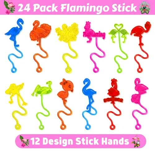 48pc Flamingo Party Favors Set with Stick Hands & Tattoos