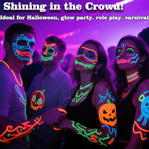 Glow in the Dark Face Paint Pens - 8 Neon Colors for Parties