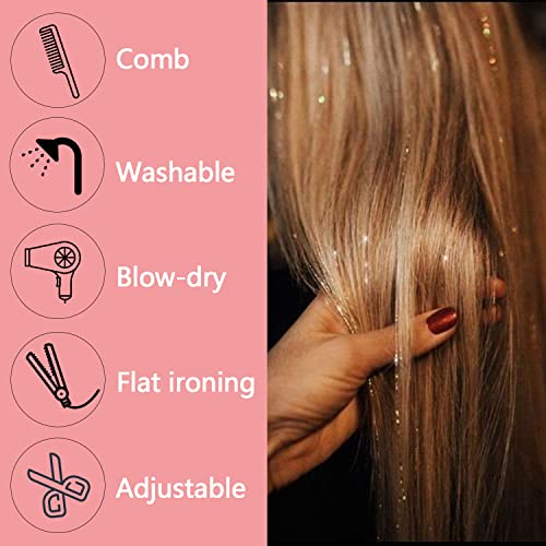 Black Hair Tinsel Clips - 12pcs 20.5 Inch Fairy Hair Extensions