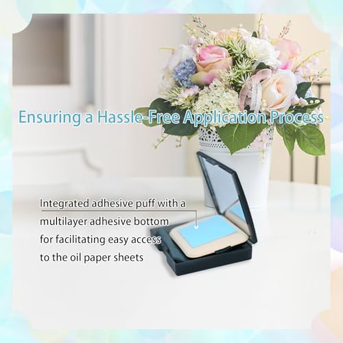 Oil Blotting Sheets for Face 100Pcs with Mirror & Puff - Black