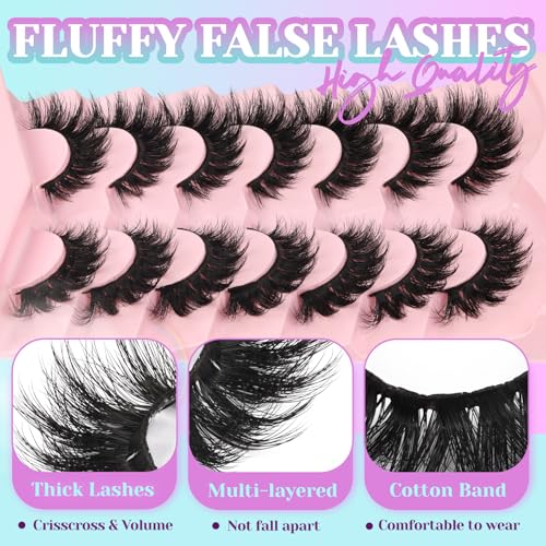 Losha 3D Fluffy Cat Eye False Eyelashes 7 Pairs 8-18mm